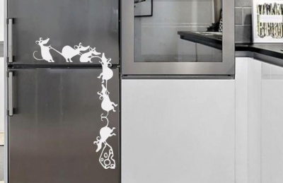 Наклейка на холодильник "Мышки" Белые