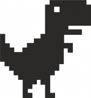  10x10 Черный Наклейка пиксельный Динозавр
