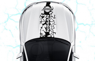  Наклейка на капот: "Трещины Nissan" Черный
