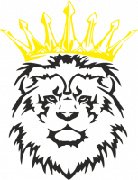  Наклейка Лев с золотой короной 3 15x20 Черный
