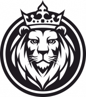  Наклейка Лев с короной в круге 15x15 Черный