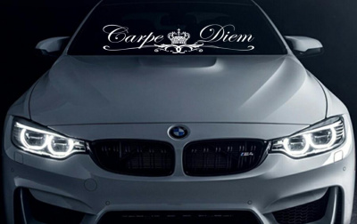 Наклейка на стекло "Carpe Diem" с короной