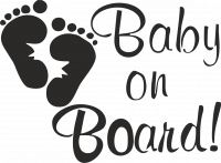  Наклейка "Baby on board": следы 10x10 Черный