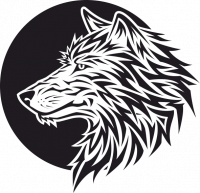  Наклейка Волк полнолуние 15x15 Черный