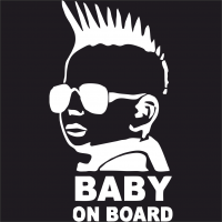  Наклейка "Baby on board": ирокез 10х5 Белый