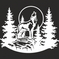  Наклейка Волк в лесу 25x30 Белый